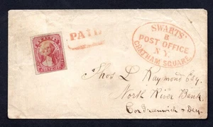US 1849 LOCAL DELIVERY SWARTS' DISPATCH SC. #136L9 GEORGE WASHINGTON 1 CENT RED - Picture 1 of 2