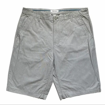 Шорты CALVIN KLEIN плоские спереди в тонкую полоску серые белые размер 36 - Изображение 1 из 4