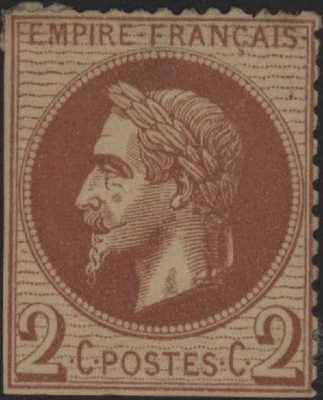 France Napoleon III 2c red-brown stamp SG 104 MNG - Image 1 of 2