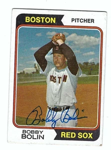 Autographed 1974 TOPPS #427 Bobby Bolin Boston Red Sox card w/ COA - Picture 1 of 1