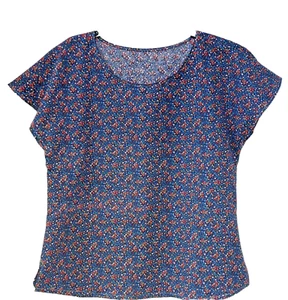 Ladies Handmade Blue Cotton Top Size Medium Cap Sleeves Easy Lightweight binClo - Picture 1 of 15