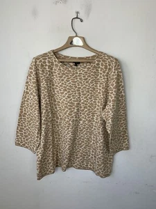 Talbots Womens Sweater 2X Animal Print Merino Wool Fall Old Money Timeless - Picture 1 of 8