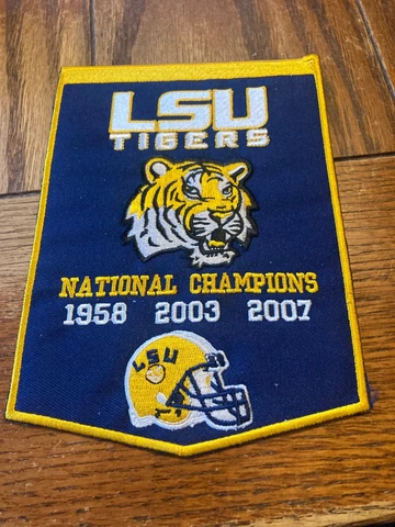 LSU TIGERS NATIONAL CHAMPIONS BANNER PATCH IRON ON 7 INCHES Cover