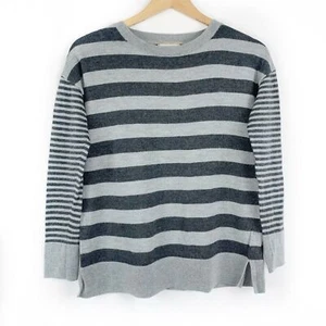 Banana Republic Gray Stripe 100% Merino Wool Sweater Academia, Size Small - Picture 1 of 5