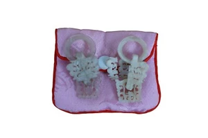 2 Antique Chinese Carved White Jade Devils Work Necklace Pendants Earring Charms - Picture 1 of 10