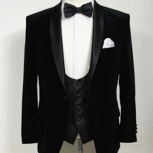 Chaqueta de esmoquin clásica de terciopelo negro para hombre para bodas fiesta o abrigo de cena formal - Imagen 1 de 4