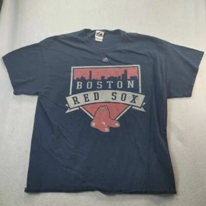Boston Red Sox Majestic Unisex Graphic T-Shirt Blue Crew Neck 100% Cotton Tee XL - Picture 1 of 7