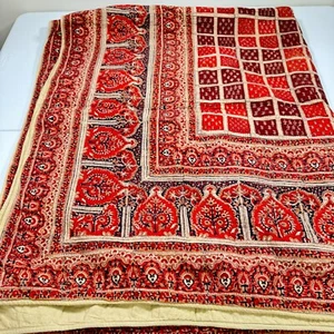 twin blanket 62x79 red black lotus modern boho cotton - Picture 1 of 11