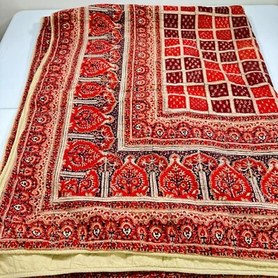 twin blanket 62x79 red black lotus modern boho cotton - Image 1 of 4