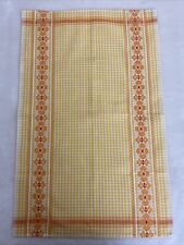 Vintage Pure Cotton Tea Towel Made In Brazil Yellow Orange Gingham Check