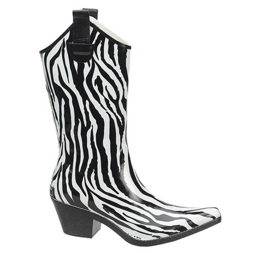 Womens Western Rain Boots Zebra Print Cowgirl Rubber Waterproof Any Size 5-10 - Image 1 of 1