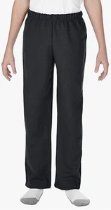 Pantalones de Sudadera Gildan Youth Abiertos, Estilo G18400B, Negros, Pequeños - Imagen 1 de 2
