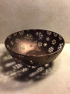 Painted Steel decorative Large bowl with snowflake holes punched on it. - Picture 1 of 3