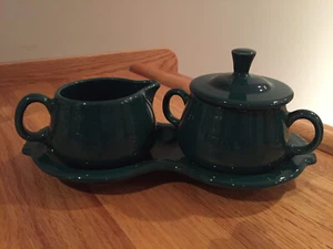 Homer Laughlin Fiestaware Crema de hoja perenne y azúcar con tapa con bandeja 4 piezas RARO NUEVO SIN CAJA - Imagen 1 de 20