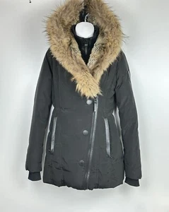 Rudsak Atelier Noir Puffer Jacket Double Layer Zipper Coat Real Fur Black XS - Picture 1 of 24