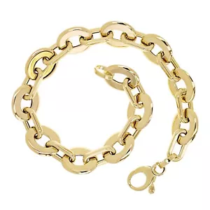 Italienische 14k Gelbgold Oval & Büroklammer Gliederkette Armband 7,5" 10mm 7 Gramm - Bild 1 von 4