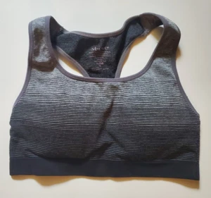 Women's St Eve L/XL Grey - Black Stripe Gradient Padded Racerback Sports Bra - Picture 1 of 4