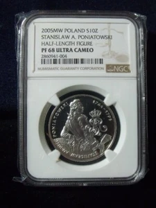 2005 POLAND w STANISLAW AUGUST PONIATOWSKI Proof Silver 10 Zlotych Coin NGC PF68 - Picture 1 of 6