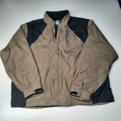 Chaqueta de lluvia impermeable para golf DryJoys By Footjoy para hombre XL tostada/marrón negra cremallera completa Foto 1 de 4