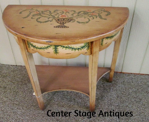 49361 DECORATOR Custom Made HAND PAINTED WOOD HALF ROUND CONSOLE TABLE Cover