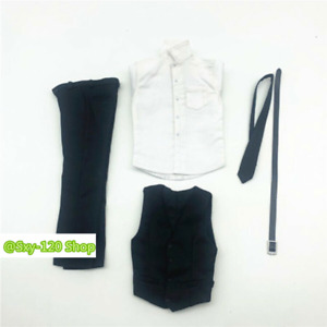 1/6 Black Shirt Vest Pants Clothes Outfit For 12" Male Action Figure Body Toy