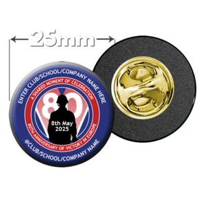 VE Day 80th Anniversary CUSTOM NAME Clutch Pin Badge Design 4 - Special Edition - Bild 1 von 5