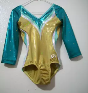 GK Leotard CL manga larga manga 3/4 amarillo/turquesa - Imagen 1 de 1