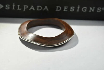 Brazalete Brazalete Silpada Ondulado Palo de Rosa Plata de Ley B1662  Foto 1 de 4