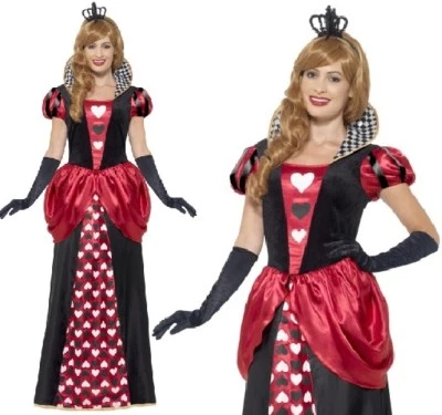 Damas Real Reina de Corazones Elegante Vestido Disfraz Mujer Cuento de Hadas Conjunto Smiffys Foto 1 de 4