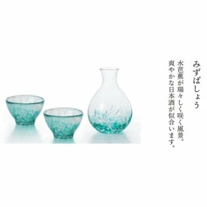 Tsugaru Bidro Sake Cup & Decanter Set "Mizubashou" Authentic From JAPAN F/S - Picture 1 of 3