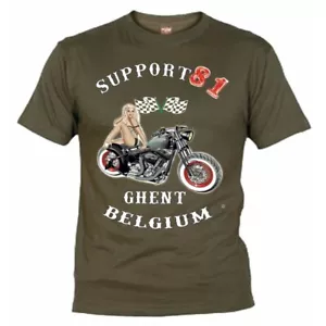 49 Hells Angels Gante Bélgica PinUp Support81 Camiseta Oliva 5322 - Imagen 1 de 2