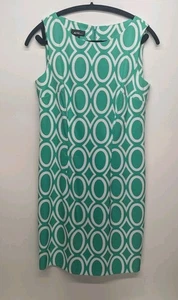 Alyx Women's Teal & White Geometric Sleeveless Dress Sz 10 - Picture 1 of 4