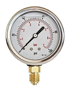 HYDRAULIC PRESSURE GAUGE GLYCERINE FILLED 63MM 1/4 BSP A VARIOUS RANGES  ACC 1.6 - Picture 1 of 16