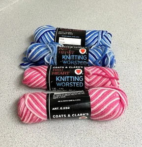 4 Coats & Clark's Red Heart Knitting Worsted Yarn-100% Virgin Wool Multicolor - Picture 1 of 3