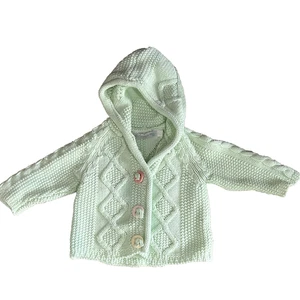 Maglione Irelands Eye bambino con cappuccio maglia giacca cardigan 0-1 anno verde pastello * - Foto 1 di 5