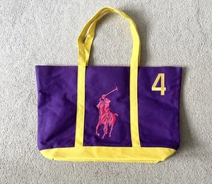 Ralph Lauren Fragrance Fushia Purple & Yellow Large Polo Pony Beach Shopper Tote - Picture 1 of 8