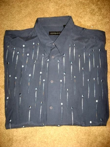 Camicia uomo grigia fantasia JHANE BARNES misto seta manica lunga grande - Foto 1 di 1