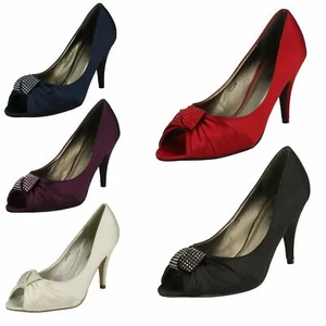 Ladies Anne Michelle Peep Toe Heel With Diamante 'Knot Detail'