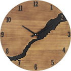 14 Inch Wall Clock, Wood Kitchen Wall Clocks Battery Operated Silent Non-Ticking
