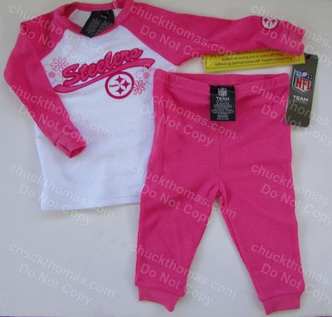 STEELERS 2 Piece Girls PINK Thermal Pajamas by Gerber ™ 6M and 12M NEW w Tags Cover