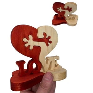 Valentines Day Heart Ornament Hugs Symbol of Love Wooden Hug Love Letter - Picture 1 of 8