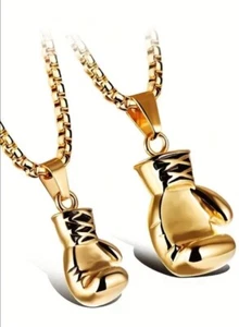 Herren Halskette Edelstahl Boxhandschuh Anhänger Gold Männer Halskette - Bild 1 von 2