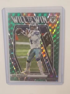 2021 Mosaic Football Dak Prescott Will to Win Green Mosaic Prizm Dallas Cowboys - Picture 1 of 6