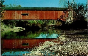 Postcard Greencastle Indiana Old Covered Bridge Parke And Putnam County Vintage - Picture 1 of 2
