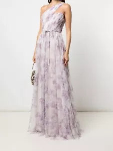 Marchesa Notte Bridesmaids Size 12 floral-print one-shoulder gown - Picture 1 of 11
