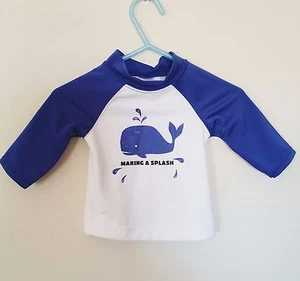 Gymboree Baby Boys Boy Swim Suit Rash Top NWT Size 0-3 Months Blue Whale  - Picture 1 of 5