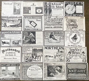 Lote de anuncios impresos gráficos victorianos antiguos ~ Diario basura de colección papel artesanía collage arte - Imagen 1 de 6