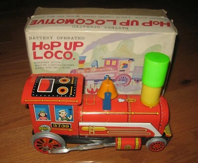 De Colección Juguetes Modernos Lata Litografía Juguete Tren Batería Op Hop Up Locomotora Loco Japón Caja Foto 1 de 4