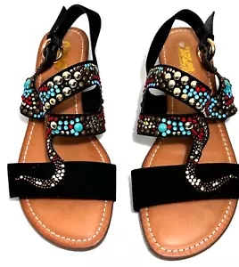 Sandalias Carlos Santana "TERRIS" Negras 7,5 M Reino Unido 5,5 Eur 37,5 - Imagen 1 de 8