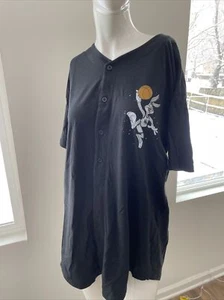 XLSpace Jam Tune Squad Button Up Embellished Jersey,Bugs,Daffy Duck,& Taz,Blk. - Picture 1 of 6
